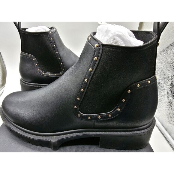 Coach NEW Lory Leather Bootie Womens Size 7 Black Studded Ankle Boots - Picture 5 of 14
